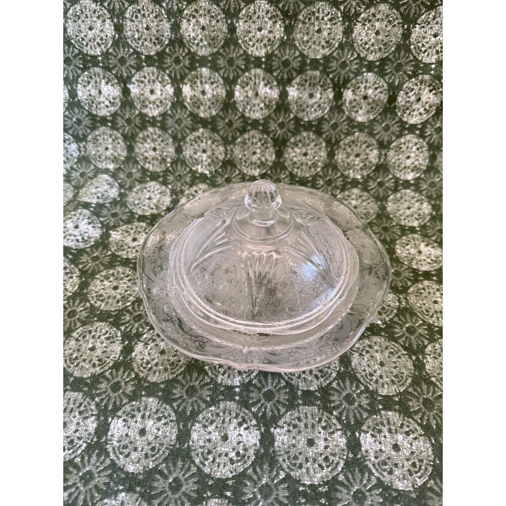 Hazel Atlas ROYAL LACE CRYSTAL *BUTTER DISH w/COVER*